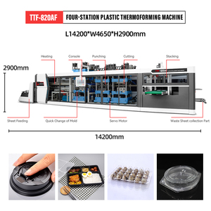 Hoàn toàn tự động 4 trạm thermoforming máy cho nhựa dùng một lần bộ đồ ăn các món ăn hộp và kính sản xuất-pet PP <span class=keywords><strong>PS</strong></span> - Product Image 3