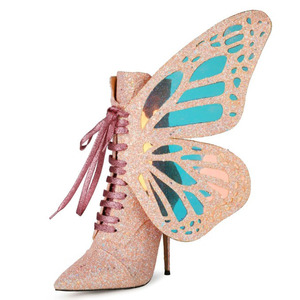 Bottes pour femmes à talon fin et haut, avec fermeture éclair latérale, tige scintillante, bout pointu, hauteur mi-cuisse, pour soirée - Product Image 3