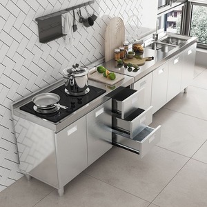 Armadio da Esterno in Acciaio Inox 304, Pieghevole, Design Minimalista Moderno, Semplice, con Fornello Integrato, Armadietto Contenitore per Ambienti Rurali - Product Image 1