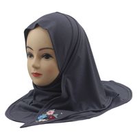 Enfants populaires couleur unie broderie fleurs enfants musulmans cristal chanvre écharpe casquette hijab une pièce instantanée malaisie écharpe