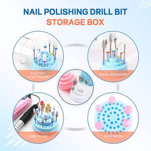 Caja de bandeja de remojo de <span class=keywords><strong>uñas</strong></span> de estilo francés <span class=keywords><strong>azul</strong></span>, herramientas de manicura de plástico con tijeras, pinzas, organizador de brocas, para limpiar arte de <span class=keywords><strong>uñas</strong></span> - Product Image 6