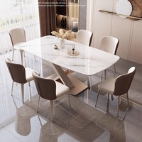 Table à Manger GEDO de Luxe au Design Moderne avec Plateau en Marbre pour Mobilier de Salle à Manger
