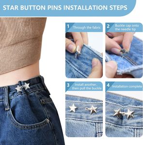ROPAKED Lot de 16 boutons étoiles métalliques réutilisables et réglables sans <span class=keywords><strong>couture</strong></span> pour jeans, ceinture amincissante et vêtements - Product Image 4