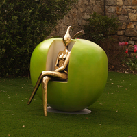 Statue de jardin en résine de fibre de verre Ange Pomme, décoration de porte de grande taille, design 3D sur mesure, extérieur