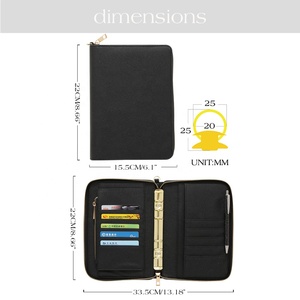 Hongbo Meilleur vendeur personnalisé <span class=keywords><strong>litchi</strong></span> cuir A6 6 or anneau fermeture éclair classeur portefeuille enveloppe PVC mouche feuille produit de dépôt disponible - Product Image 4