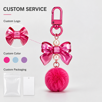 Porte-clés coloré en acrylique avec nœud, breloques en fausse fourrure de lapin, pendentif de sac, sangle de téléphone, cadeaux pour filles, étudiantes, amis, couples, enfants