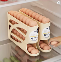 Boîte de rangement à œufs roulante, multi-niveaux, à ouverture inclinée, distributeur automatique d'œufs, plateau à œufs pour porte latérale de réfrigérateur, portable, en PP