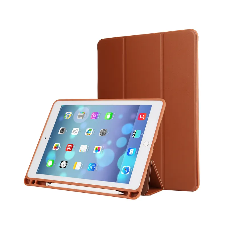 Tri-Fold stand case PU leather Shockproof case for iPad 9.7 2018 ipad kids with pencil holder