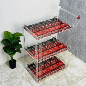 <span class=keywords><strong>Carrello</strong></span> Bar Moderno in Acrilico con 4 Ruote Bloccabili, <span class=keywords><strong>Carrello</strong></span> di Servizio Trasparente con Portabottiglie e Portabicchieri per Hotel e Cucina - Product Image 2