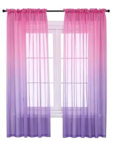 American Styles Color Changing Yarn Gauze Transparent Fabric Curtains curtain bedding set