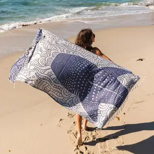 Toalla de playa de microfibra personalizada para adultos, toalla de playa cuadrada con logotipo, Pareo con bolsa