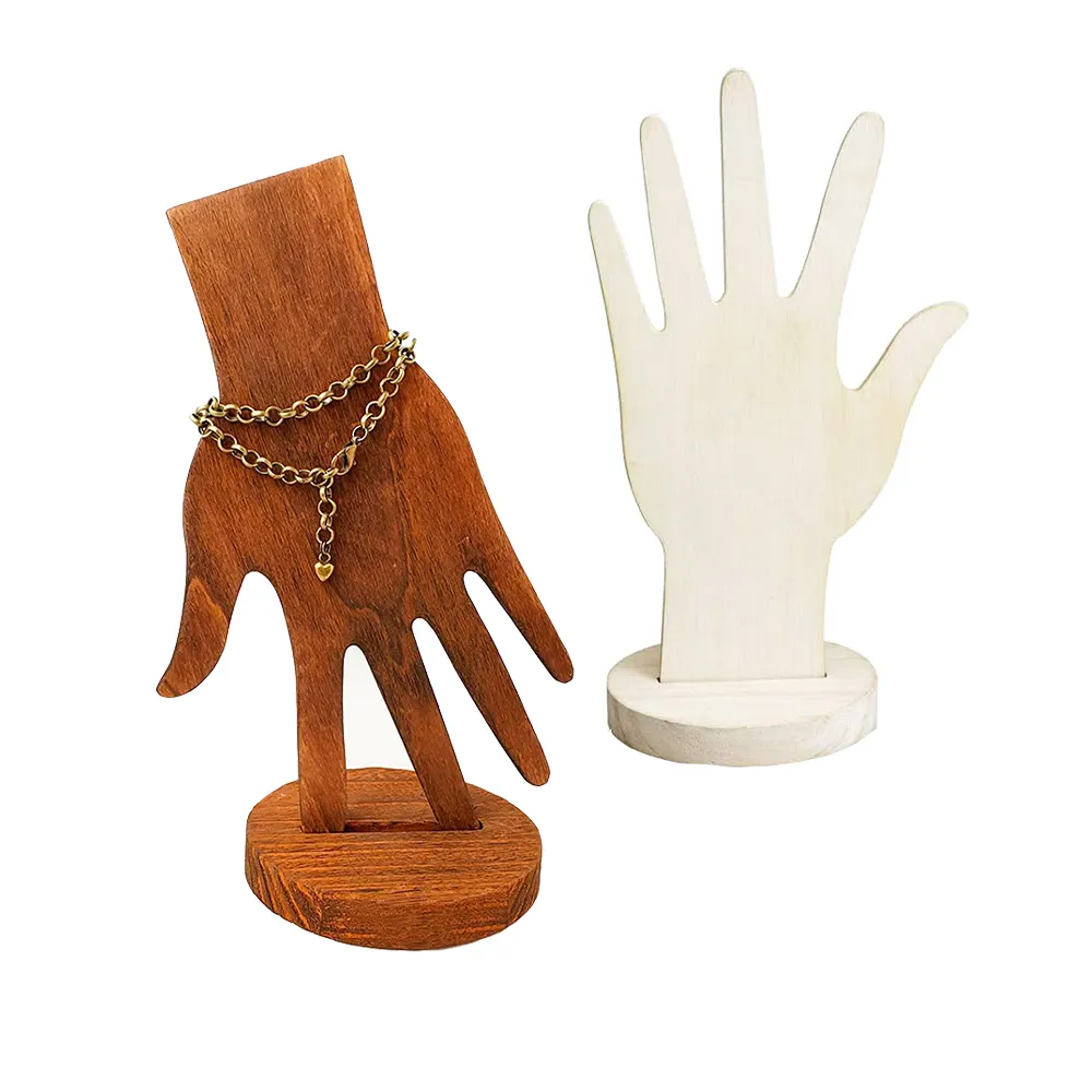 Hölzerne Handform Schmuck Display Stand Kunst handwerk Armband Stand Holz Ring halter