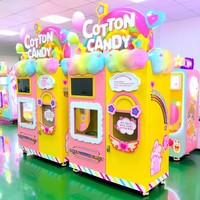 Distributeur automatique de snacks robotisé : fleurs artificielles, popcorn, barbe à papa, frites, chocolat, lait