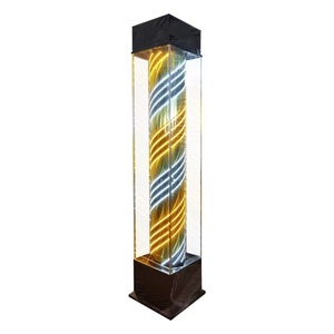 ป้ายไฟร้านตัดผมแบบหมุนได้ ไฟ LED สำหรับภายนอกอาคาร สว่างมาก กันน้ำ ป้ายร้านทำผม กล่องไฟกระจกหลากสี - Product Image 1