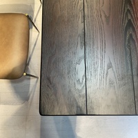 Table à manger en fer forgé massif, style vintage nordique minimaliste, fabriquée à la main, avec plateau en chêne blanc, chaises de salle à manger et bureau.
