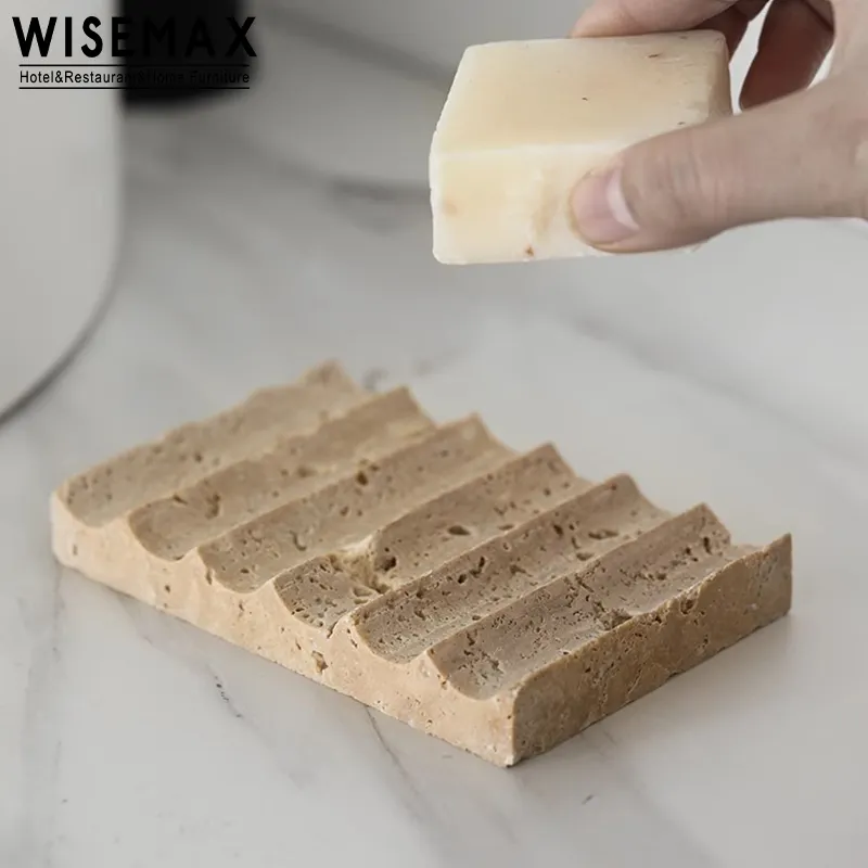 WISEMAX furnitur kreatif Travertine Wave out-look baki penyimpanan untuk kamar mandi Retro dekorasi marmer untuk meja