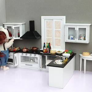 Maison de poupée 1/12 Cabinet d'évier en <span class=keywords><strong>bois</strong></span> Maison de poupée Mini meubles de cuisine Banc de cuisine miniature <span class=keywords><strong>Poêle</strong></span> - Product Image 2