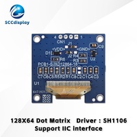 Layar Tampilan OLED 1.3 Inci Font Kuning IIC 128X64 Modul LCD Matriks Titik Instrumen Kontrol Industri Layar Tampilan Tertanam