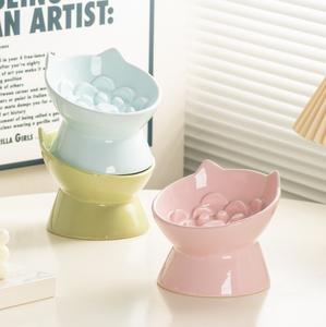 Comedero Lento para Gatos de Cerámica Color Macaron, Comedero Elevado para Gatos con Diseño de Rosa, Comedero Lento Antivómito para Gatos, Comedero Elevado para Alimentos - Product Image 3