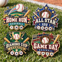 Trophée de baseball personnalisé pour jeunes, modèle Home Run All Star Diamond Cup, pour la journée de match, récompense d'équipe en émail, style stade, épinglette de baseball, vente en gros