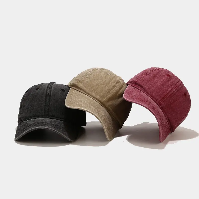 قبعات بيسبول دينيم مغسولة من 6 ألواح للبيع بالجملة قبعة أب كلاسيكية بشعار تطريز مخصص