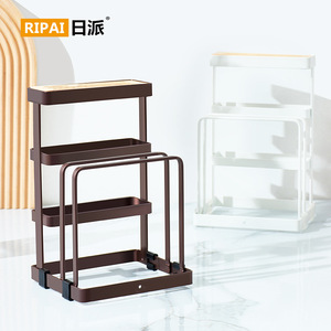 ที่วางมีด Ripai ทำจากเหล็กกล้าคาร์บอนอเนกประสงค์ พร้อมที่วางเขียงและที่คว่ำมีดแบบมีฐานไม้ - Product Image 4