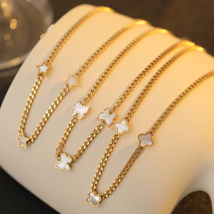 Daicy colar à prova d' água, conjunto de joias com bracelete e cordão, dourado e prateado, de aço inoxidável, corrente cubana - Product Image 4