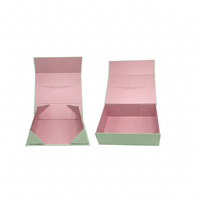Boîte rigide pliable vert sauge et rose pâle de qualité supérieure avec aimant dissimulé et impression personnalisée du couvercle pour coffret cadeau de luxe