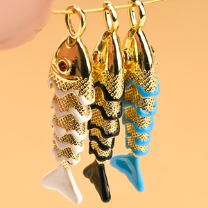 Pendentifs personnalisables en forme de carpe, pendentifs en forme de koï, en laiton plaqué or, pour la fabrication de bijoux et d'ornements - Product Image 4