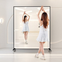 Miroir de danse portable et mobile sur roulettes pour la maison, la salle de sport, le studio de fitness, miroir sur pied grand format HD personnalisable
