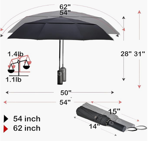 Parapluies d'affaires pour hommes, 10 nervures, <span class=keywords><strong>solide</strong></span>, coupe-vent, grande taille, automatique, noir, robuste, <span class=keywords><strong>parapluie</strong></span> pliant - Product Image 4