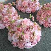 Susunan Bunga Mawar Sutra Buatan Warna Pink yang Menyerupai Asli untuk Pernikahan, Pesta Pengantin, Hari Valentine, Natal, Wisuda