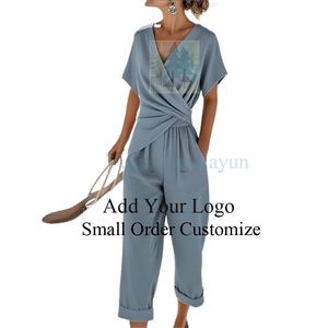 <strong>Women's</strong> V-Neck Wide Leg Jumpsuit <strong>Dressy</strong> Casual Batwing Sleeve <strong>Romper</strong> - Product Image 5