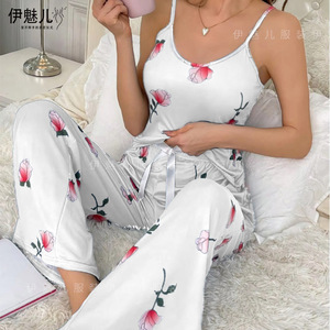 ชุดนอนลำลองลายดอกไม้สไตล์ยุโรปและอเมริกาแบบใหม่ สายเดี่ยวเซ็กซี่ - Product Image 3