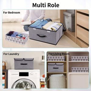 กล่องเก็บของผ้าไม่ทอแบบพับได้สำหรับเสื้อผ้า กล่องจัดระเบียบเก็บของ - Product Image 4