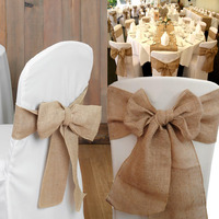Housses de chaises de mariage personnalisées, ceinture décorative de 15cm de largeur, ceinture de chaise en toile de jute naturelle 100%