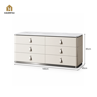Commode à 6 tiroirs HarmTai 140 cm, commode de chambre à coucher en pierre, armoire de rangement moderne minimaliste, coins arrondis