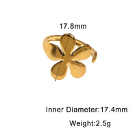 Anillo Abierto de Flor en Acero Inoxidable Chapado en Oro de 18K Personalizado, Anillo Floral Ajustable, Joyería de Moda Diaria para Mujer