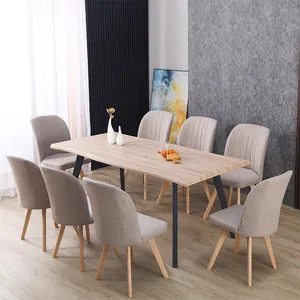 Billige moderne Luxus-Restaurant Massivholz Esstische und 6 Stühle setzt quadratischen Holz Esstisch für 8-Sitzer