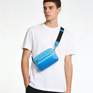 Nouveau Sac Bandoulière en Cuir PU Gaufré Monogramme Bleu Dégradé OEM ODM 2026 pour Hommes avec Sangle Réglable de Marque - Product Image 3