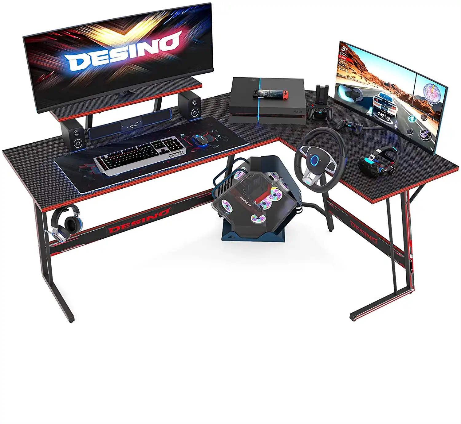 2021 Nieuwe Zwarte L Vormige Gaming Desk Computer Hoek Bureau Pc Schrijven Tafel Gamer Workstation Voor Home Office