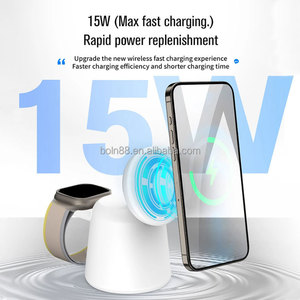 2025 nuevo <span class=keywords><strong>cargador</strong></span> inalámbrico de <span class=keywords><strong>15</strong></span> vatios CE ROHS FCC portátil fuerte magnético 2 en 1 estación de carga para reloj iPhone <span class=keywords><strong>Samsung</strong></span> - Product Image 2