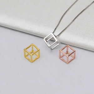 Pendentif en argent S925 avec perle cube de bonheur de 6,3-6,5 mm, composants et trouvailles de bijoux DIY avec plateau vide semi-fini 823 - Product Image 1