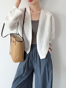 Sostenibile Eco Friendly Casual in misto <span class=keywords><strong>lino</strong></span> oversize tinta unita con scollo a V blusa manica a pipistrello abbigliamento da lavoro <span class=keywords><strong>donna</strong></span> asciugatura rapida all'ingrosso - Product Image 3