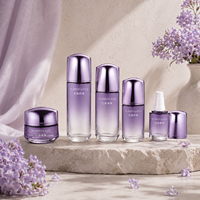 Bocaux et bouteilles cylindriques en verre avec couvercles en plastique à dôme, 50g, 30ml, 50ml, 100ml, 120ml, pour crème de jour et de nuit, et flacon pour nettoyant visage