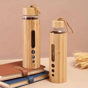 Bouteille d'eau en verre borosilicate écologique avec logo personnalisé, capacité 500-600 ml, couvercle en bambou à visser, certifiée CE, unisexe, nouveauté - Product Image 4