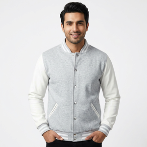 Custom Logo High Quality Wool Varsity Jacket New Regular Size <b>Block</b> Fashion Bomber for Men Plain Color Puffer Jacket - Product Image 1