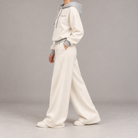 Ensemble de survêtements personnalisés OEM pour femmes, en molleton 400G, avec pantalon large surdimensionné, fabrication de vêtements à marque privée