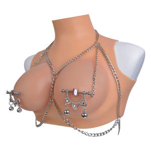 Pinzas para pezones de cuero con cadena de PP, cadena Golly, estimulación de senos femeninos, clips para pezones torcidos sexy BDSM para mujeres, juguete erótico - Product Image 2