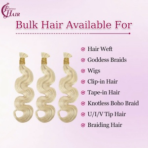 FH Vente d'usine 12A Extensions de cheveux humains vierges naturels en vrac #27 Cheveux humains tressés ondulés doux sans trame pour le tressage - Product Image 3